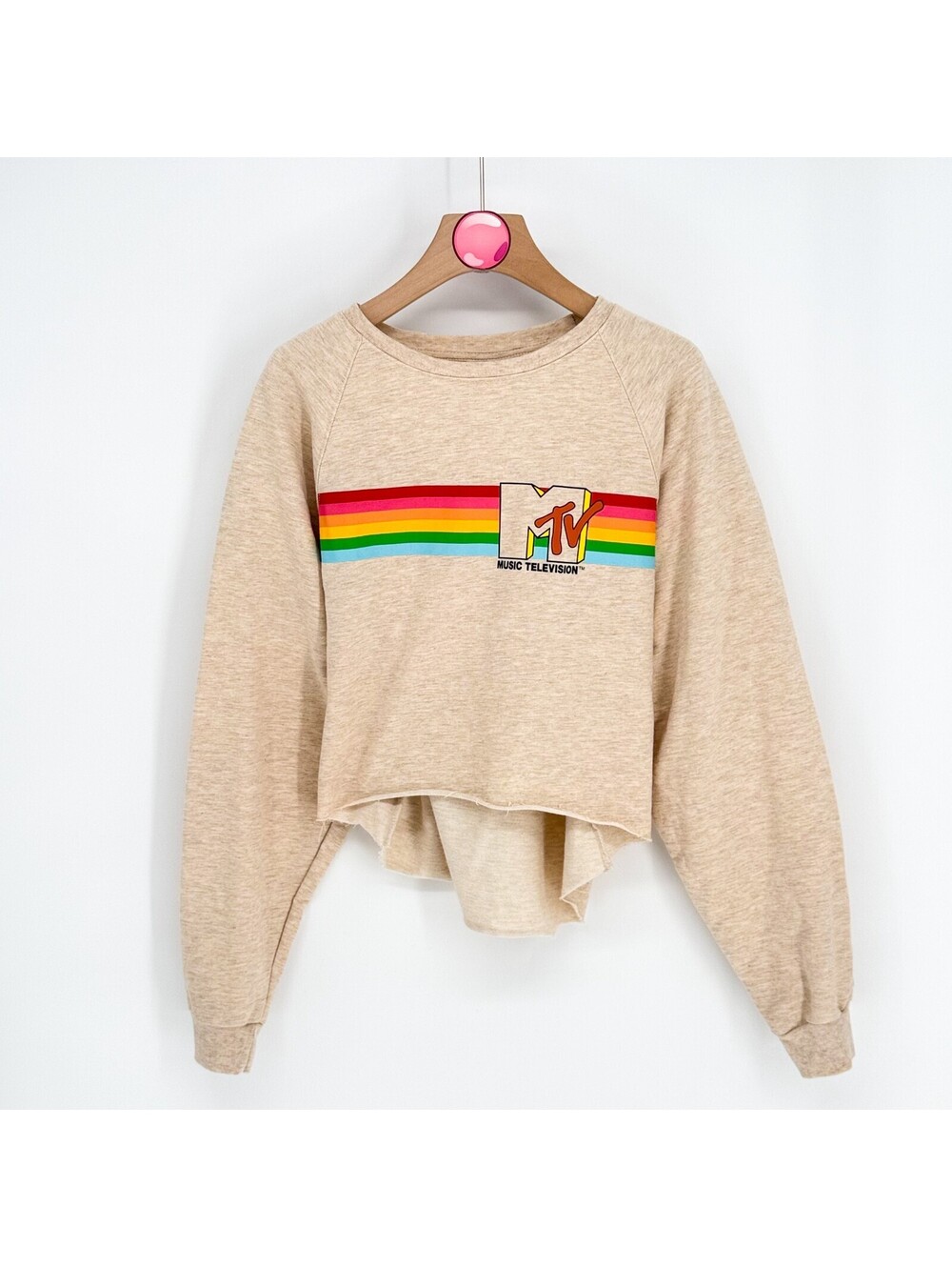MTV Music Television Rainbow Stripe Cropped Women's M